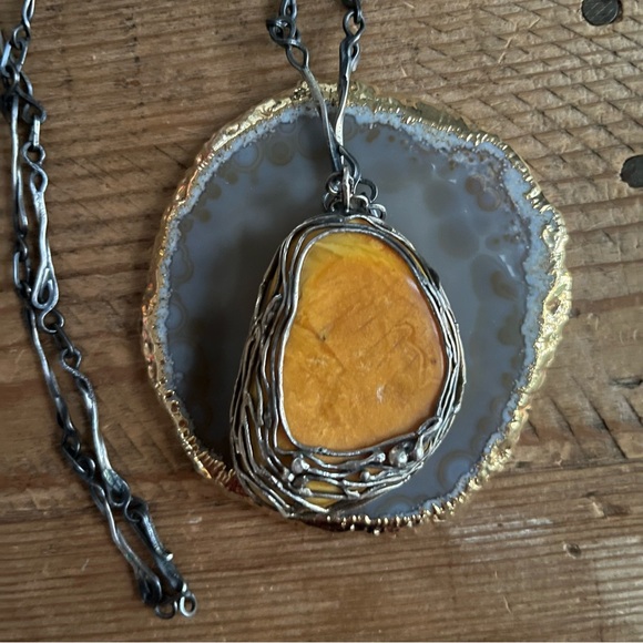 Vintage European Baltic Amber and Sterling Silver Necklace - One Of A Kind! - Picture 3 of 8